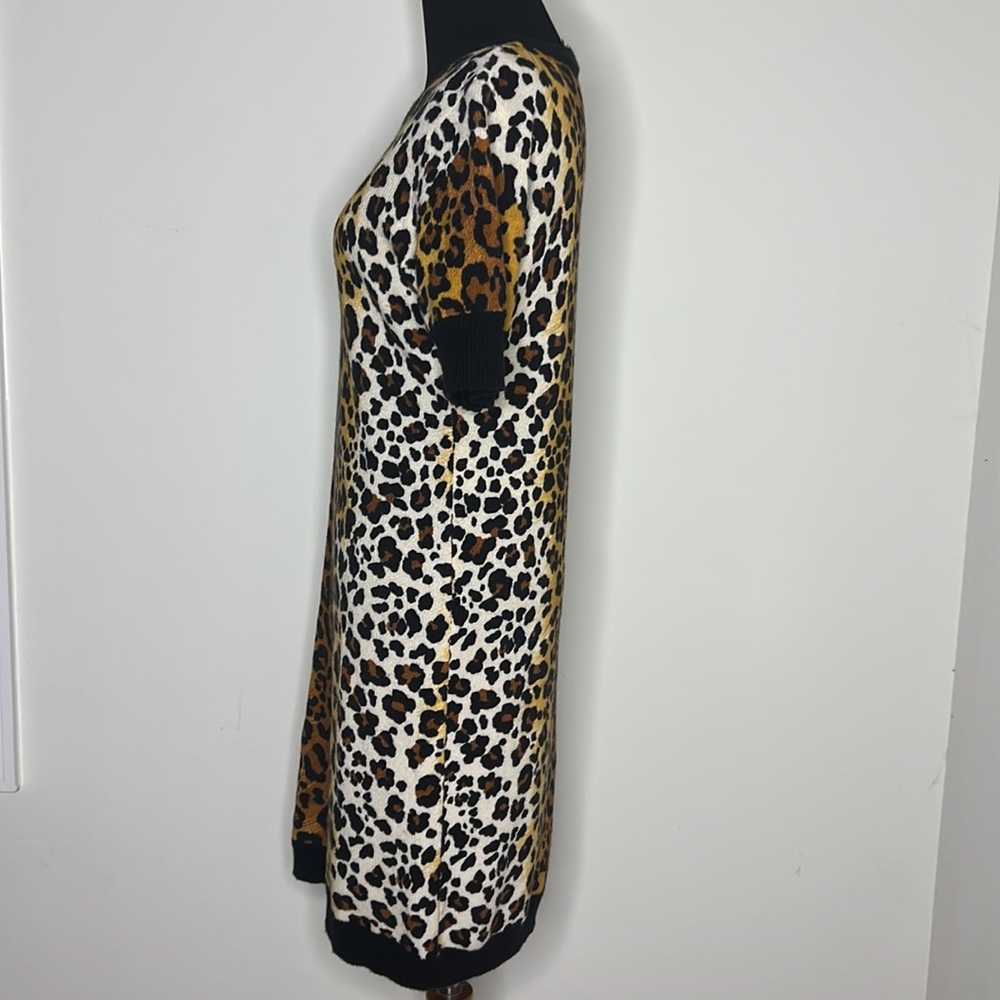 LOVE MOSCHINO Animal Leopard Print Short Sleeve Pullover Sweater Dress - Picture 9 of 13